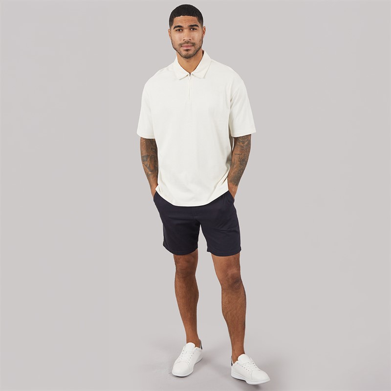 THREADBARE Mens Cayl Oversized Polo Shirt Ecru