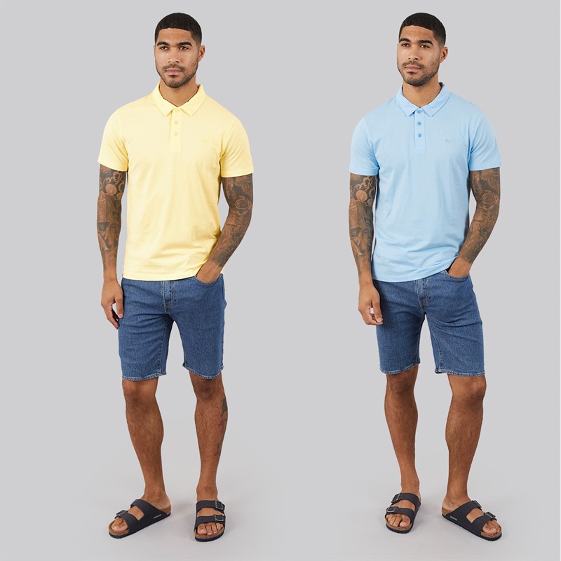 THREADBARE Mens Two Pack Becon Polo Shirts Multi