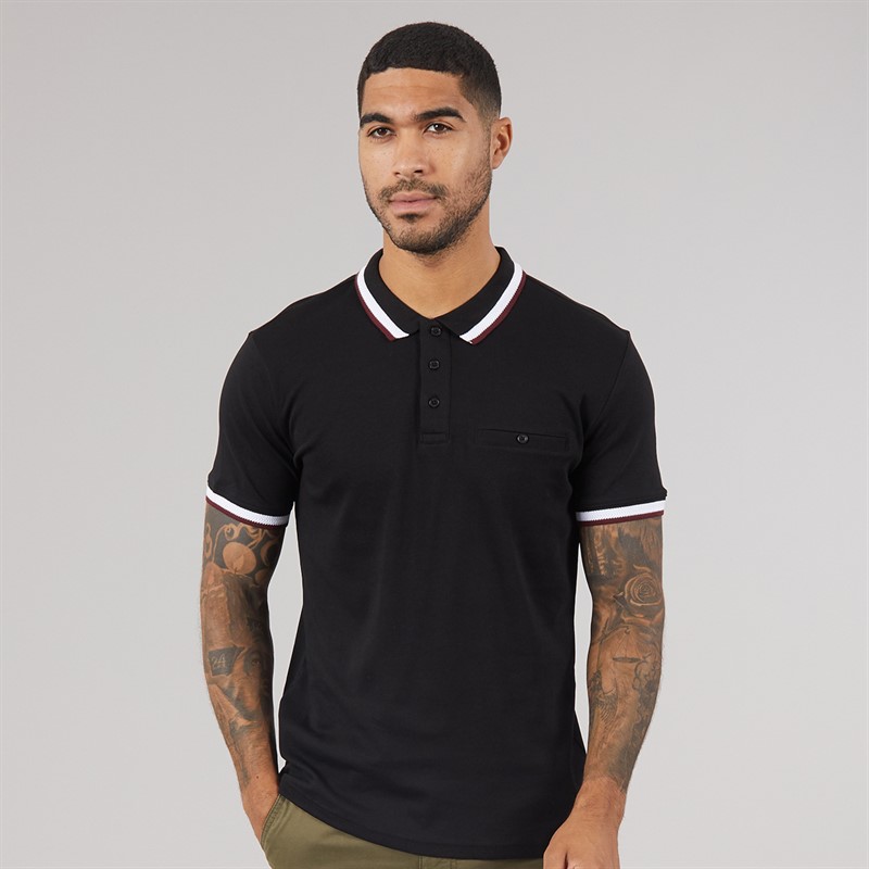 THREADBARE Mens Cowl Polo Shirts Multi