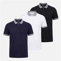 THREADBARE Mens Dale Three Pack Polo Shirts Multi