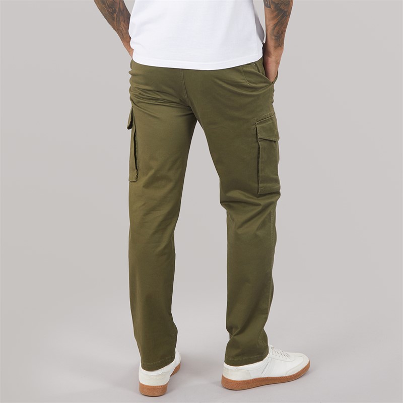 THREADBARE Mens Battled Cargo Trousers Khaki