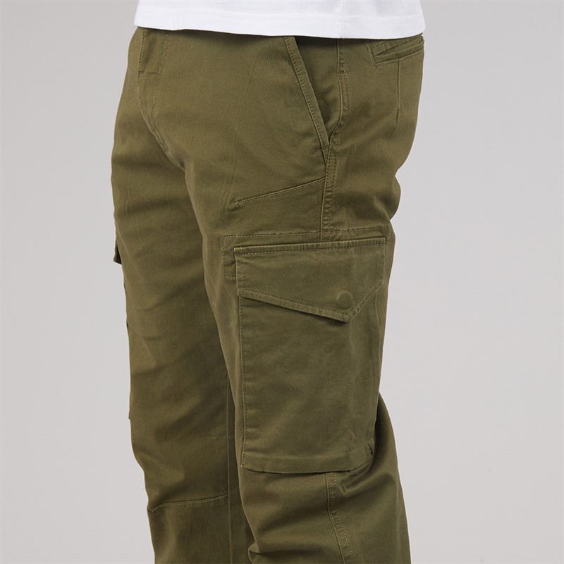 THREADBARE Mens Battled Cargo Trousers Khaki
