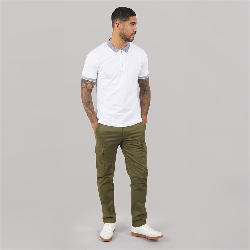 THREADBARE Mens Battled Cargo Trousers Khaki