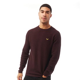 THREADBARE Mens Amol Crew Neck Jumper Burgundy/Black Twist