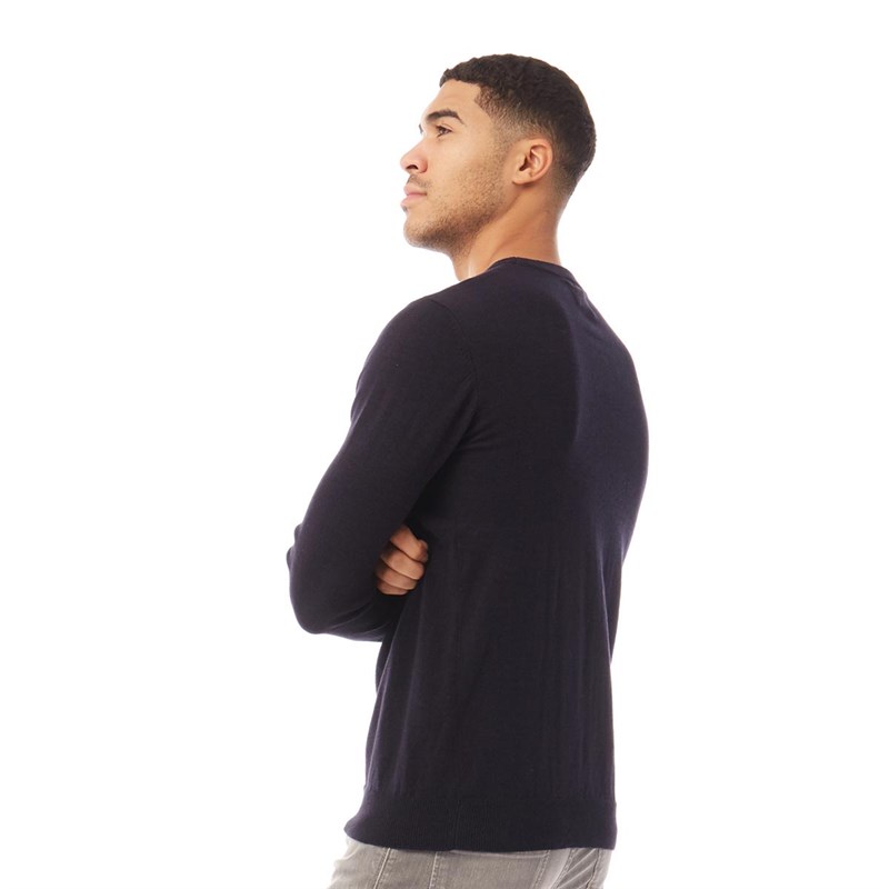 THREADBARE Mens Benga Crew Neck Jumper Navy/Denim Twist