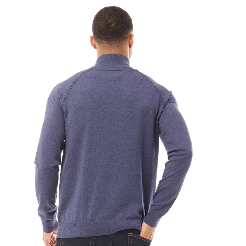 THREADBARE Mens Alban Turtle Neck Zip Jumper Denim Melange