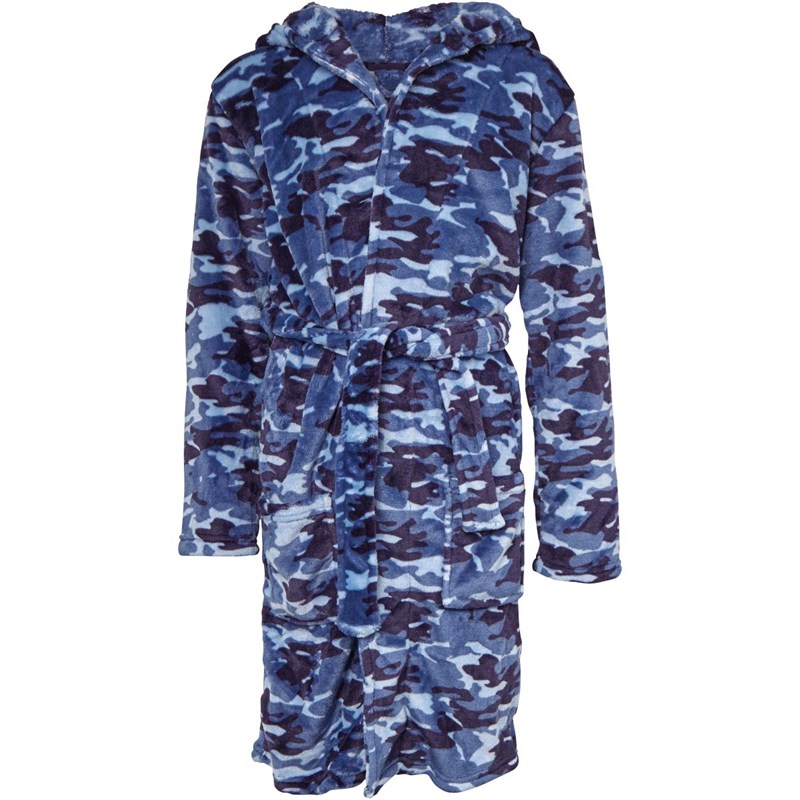 Threadboys Boys Camo Dressing Gown Blue