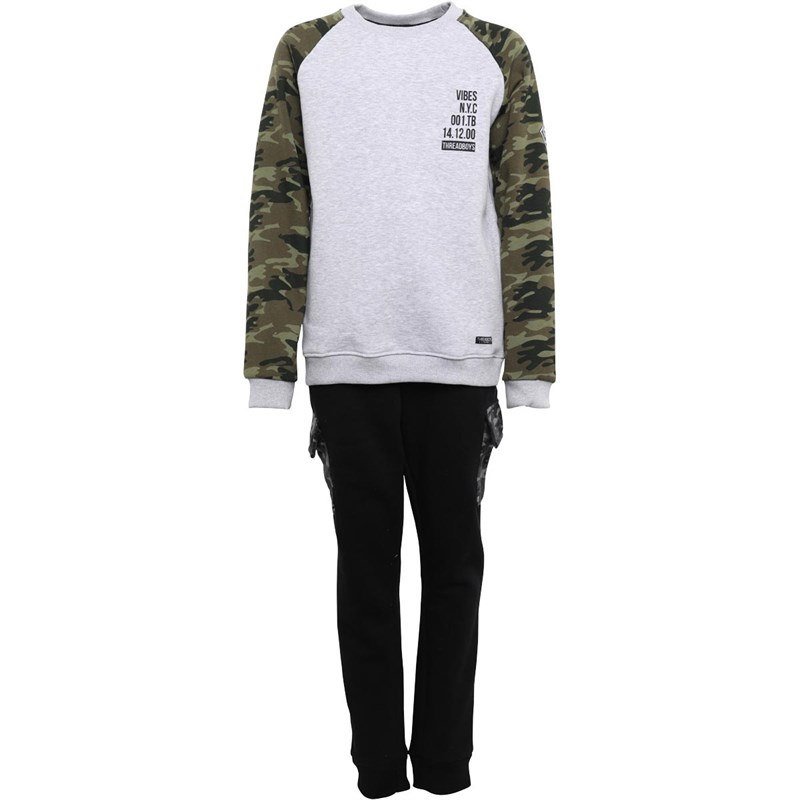 ThreadBoys Fleece Camo Jamil Caden Tracksuit Grey Marl