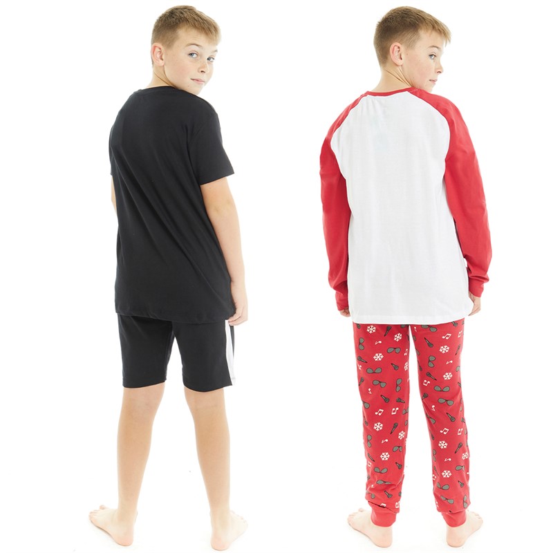 Threadboys Boys Christmas Two Pack Lounge Set Red/Black