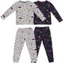 Threadboys Boys Fir Two Pack Nightwear Set Navy/Grey Marl