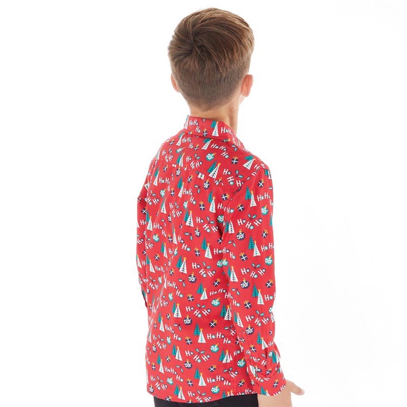 Threadboys Boys Glee Xmas Long Sleeve Shirt Red