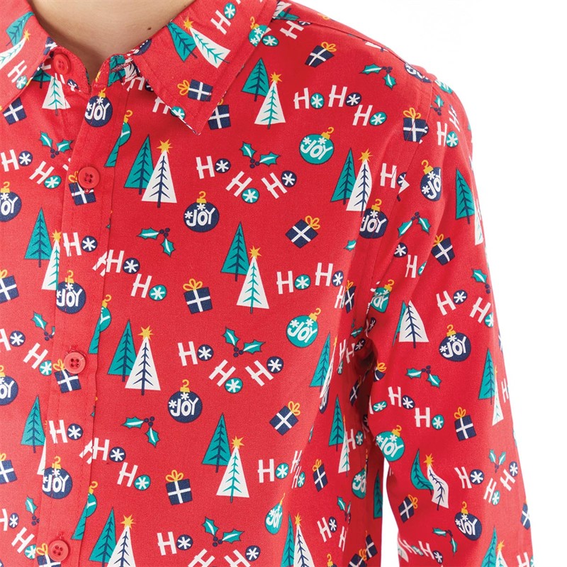 Threadboys Boys Glee Xmas Long Sleeve Shirt Red