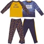 Threadboys Boys Blackthorn Two Pack Nightwear Set Mustard/Navy