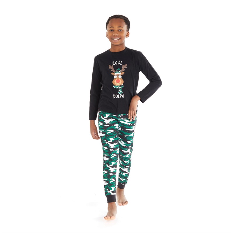 Threadboys Boys Dolph Xmas Pyjama Set Black
