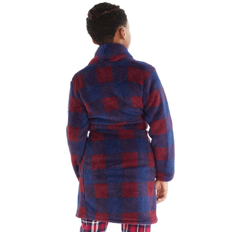 Threadboys Boys Rufus Robe Navy/Burgundy