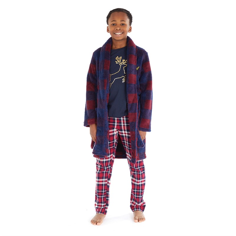 Threadboys Boys Rufus Robe Navy/Burgundy