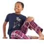 Threadboys Boys Xmas Stag Pyjama Set Navy/Red Check
