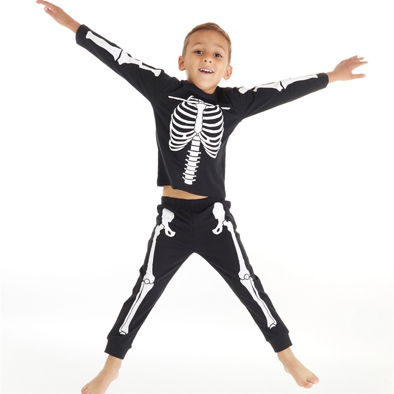 Threadboys Infant Boys Halloween Bones Pyjama Set Black