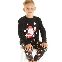 Threadboys Boys Christmas Digital Santa Pyjama Set Black