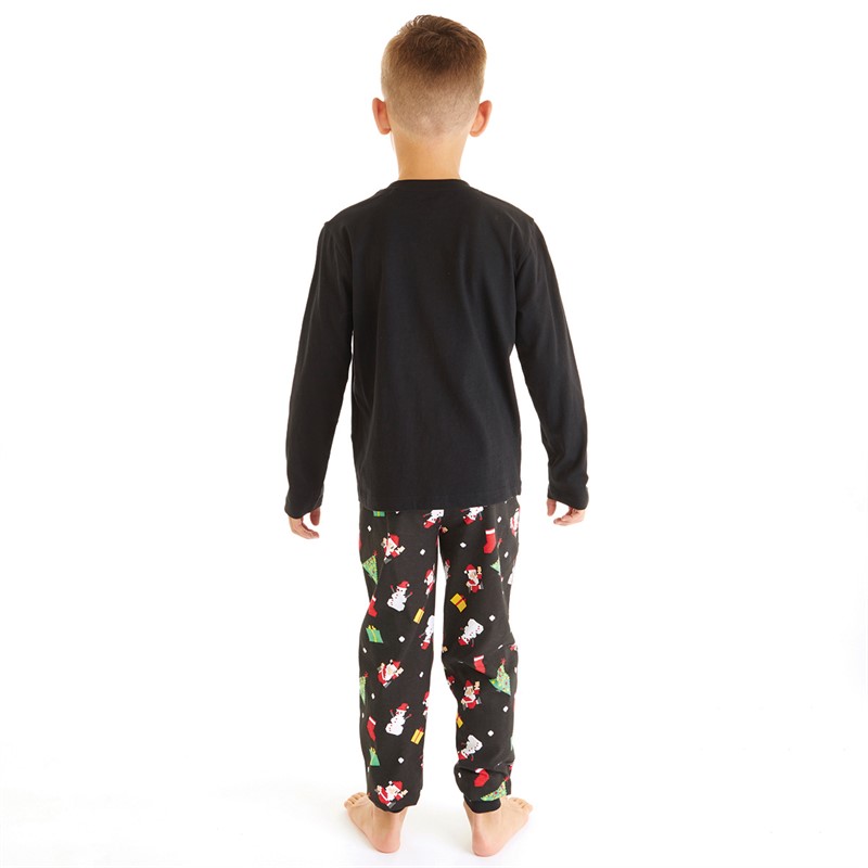 Threadboys Boys Christmas Digital Santa Pyjama Set Black