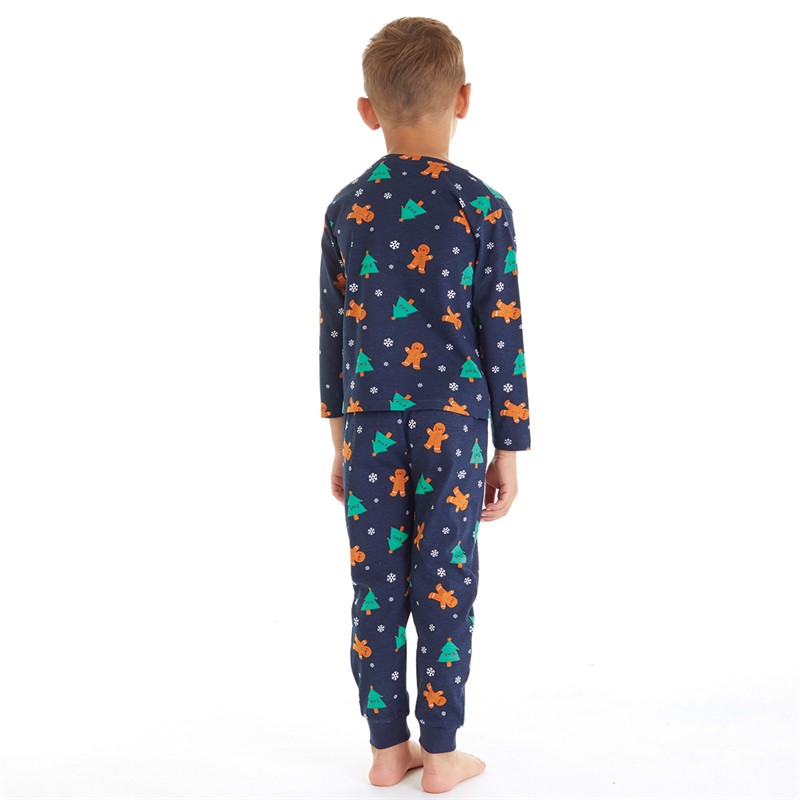 Threadboys Infant Boys Christmas Gingerbread Pyjama Set Navy