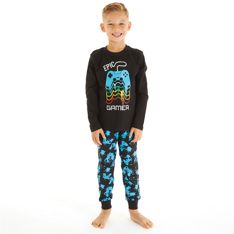 Threadboys Boys Epic Game Pyjama Set Black