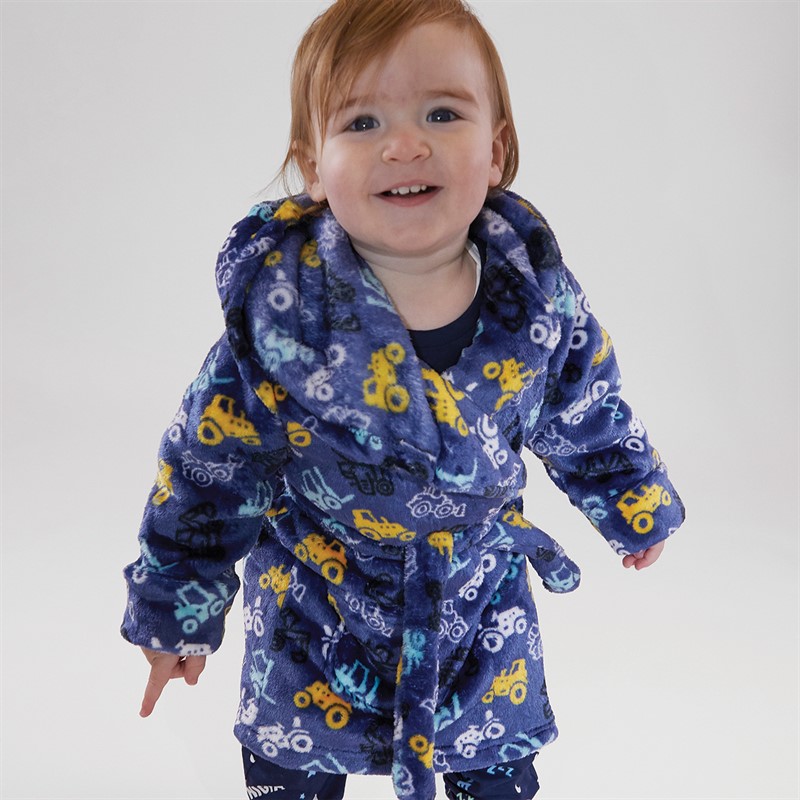 Threadboys Infant Boys Digger Dude Dressing Gown Blue