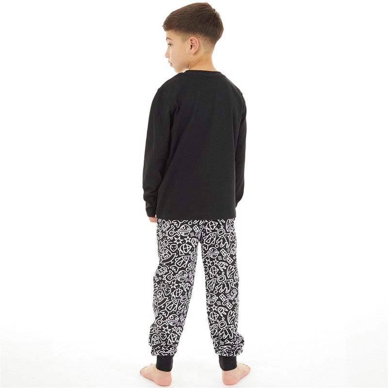 Threadboys Boys Blast Off To Bed Pyjama Set Black