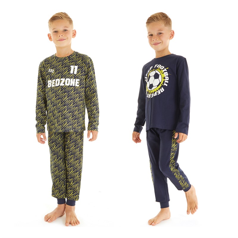 Threadboys Boys Two Pack Football Pyjama Sets Navy