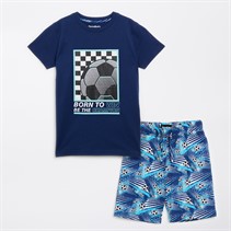 Threadboys Boys Match Shorts And T-Shirt Pyjama Set Multi