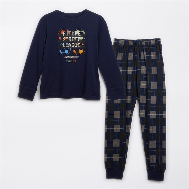Threadboys Junge Belmont Nachtwäsche Set Navy/Navy Check
