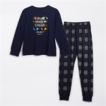 Threadboys Jongens Belmont Nachtkleding Set Navy/Navy Check
