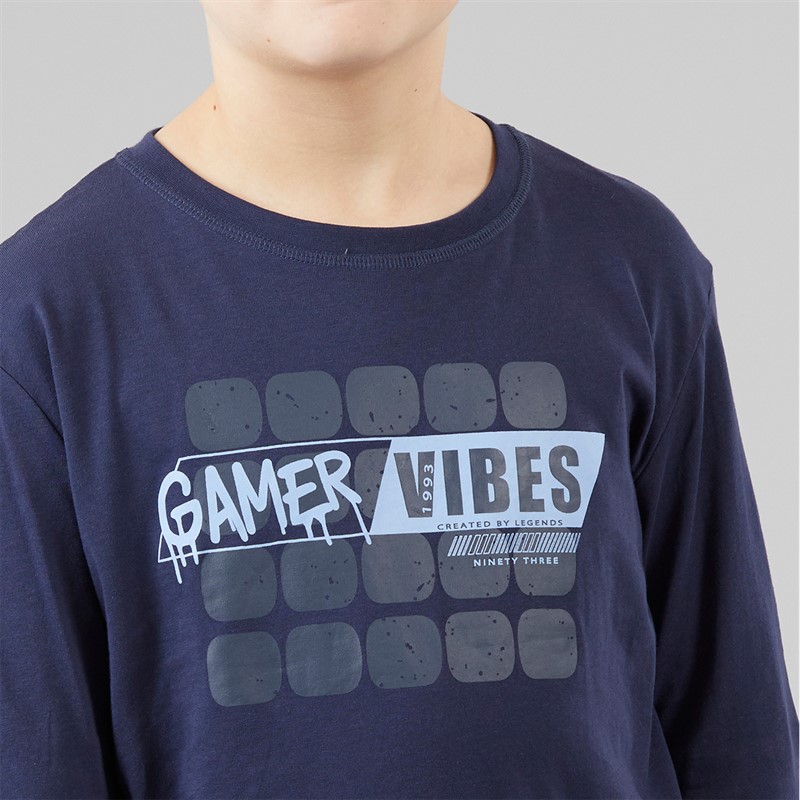 Threadboys Junge Atmore Nachtwäsche Set Navy/Blue Check