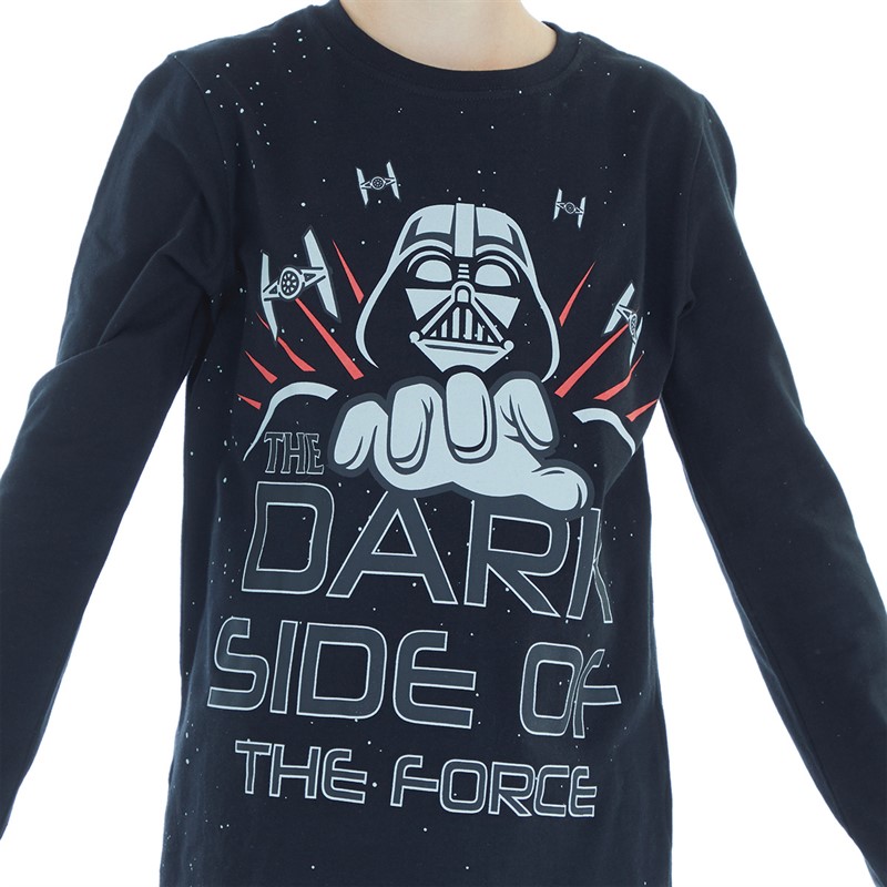 STAR WARS Chłopięce T-Shirty z Długim Rękawem Czarny