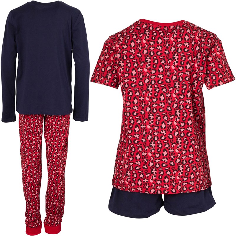 Threadgirls Girls Snow Two Pack Christmas Lounge Set Navy/Red