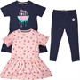 Threadgirls Girls Hesketh Three Piece Dress And Leggings Set Navy/ Pink