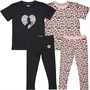 Threadgirls Girls Howarth Four Piece T-Shirts And Leggings Set Black/Pink