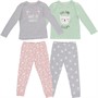 Threadgirls Girls Cheagle Two Pack Pyjamas Mint/Grey Marl
