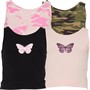 Threadgirls Girls Four Pack Cropped Vests Pink/Black/Pink Camo/Khaki Camo