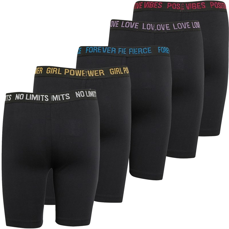 Threadgirls Girls Nepsa Five Pack Cycle Shorts Black