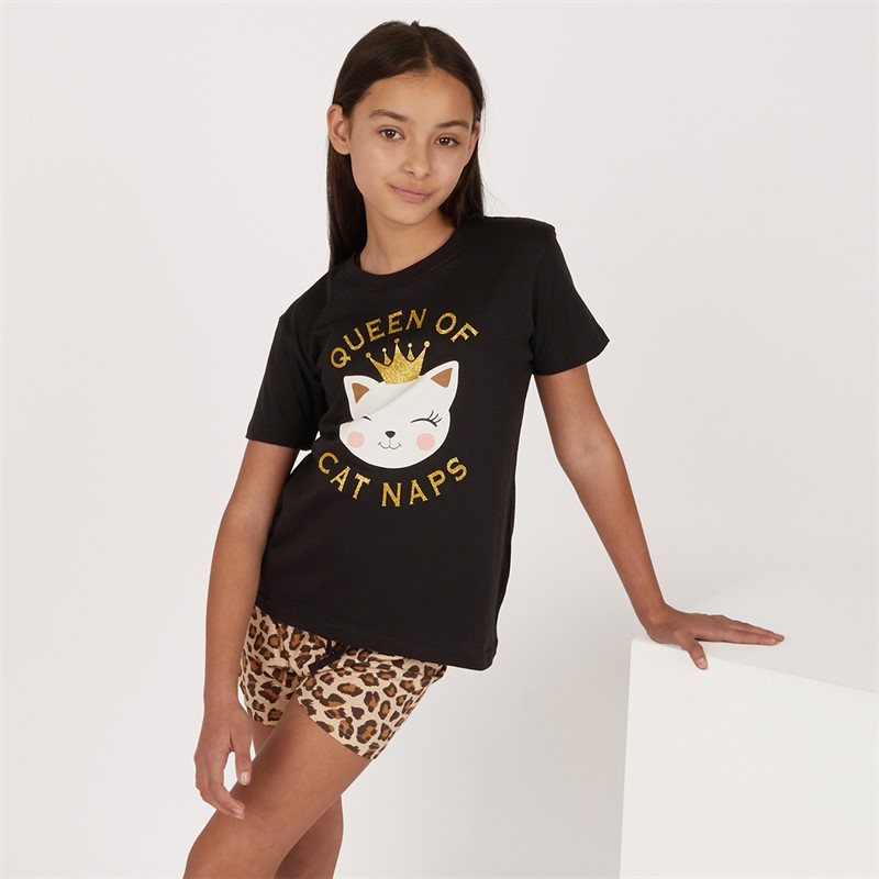 Threadgirls Girls Shortie Pyjama Set Black