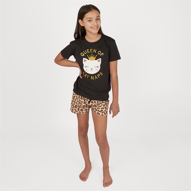 Threadgirls Girls Shortie Pyjama Set Black