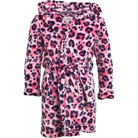 open lace back dress Chelsea Peers Celestial Leopard Fleece Dressing Gown, Pink main image 1