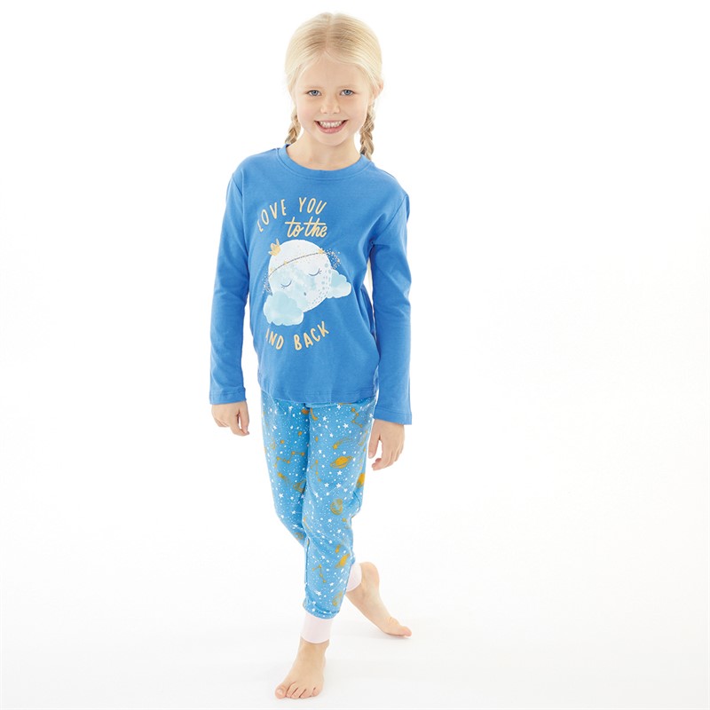 Threadgirls Girls Moon And Back Pyjama Set Blue