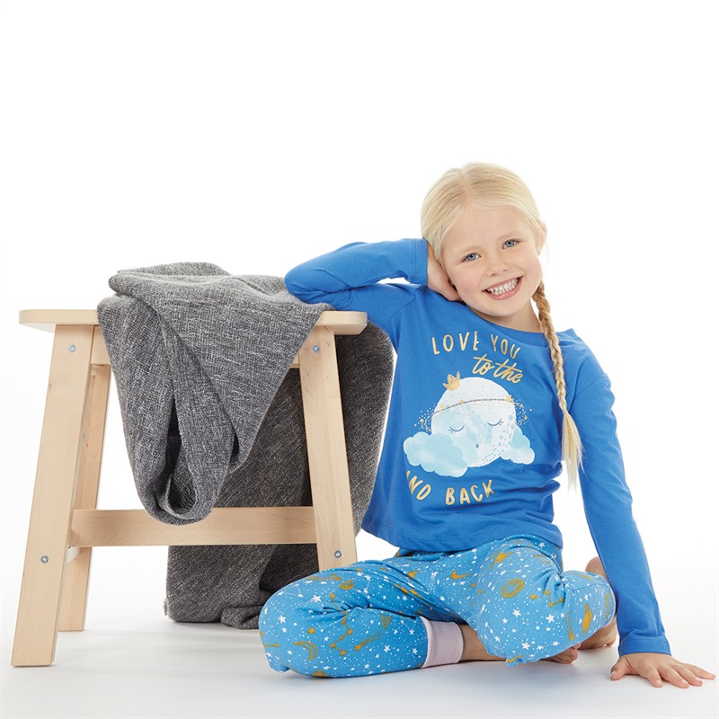 Threadgirls Girls Moon And Back Pyjama Set Blue