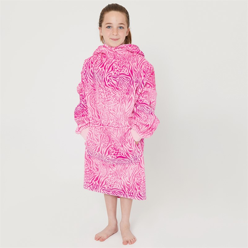 Threadgirls Girls Leopard Blanket Hoodie Dewberry