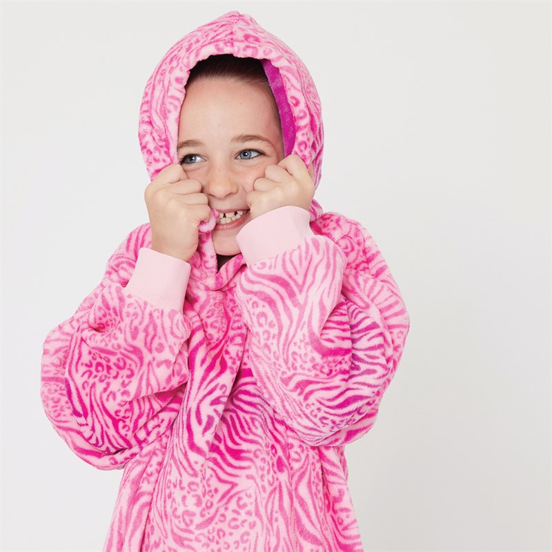 Threadgirls Girls Leopard Blanket Hoodie Dewberry