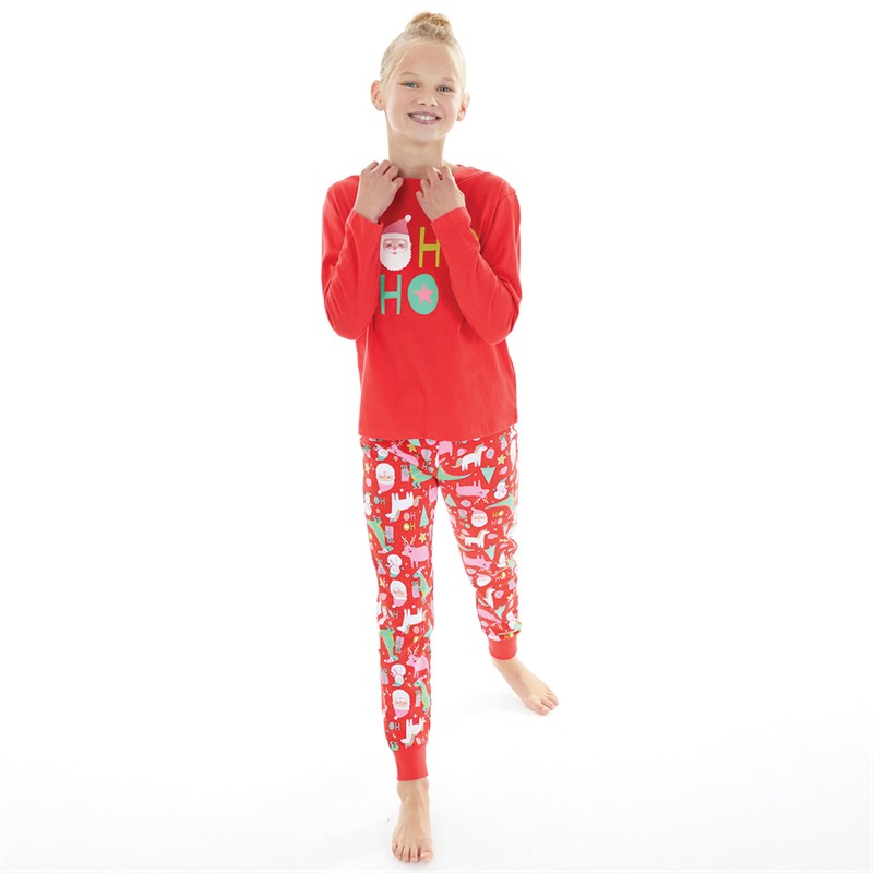 Threadgirls Girls Ho Ho Ho Christmas Pyjama Set Red