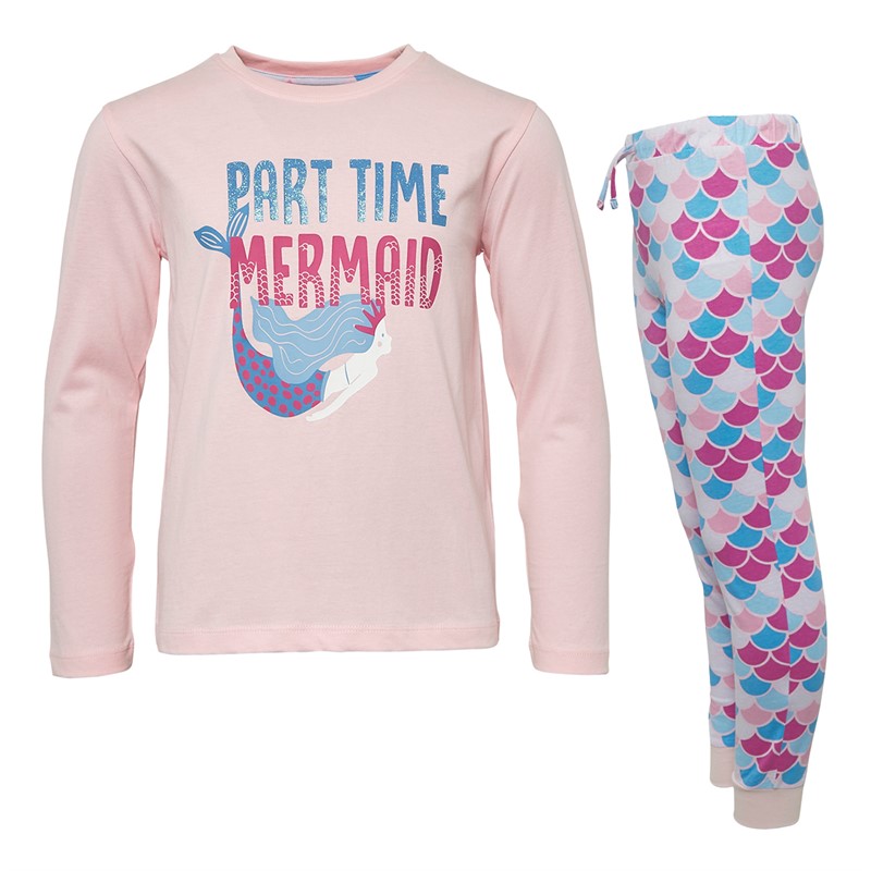 Threadgirls Girls Part Time Mermaid Pyjama Set Pink