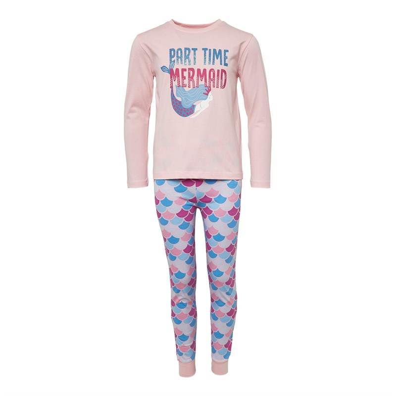 Threadgirls Girls Part Time Mermaid Pyjama Set Pink